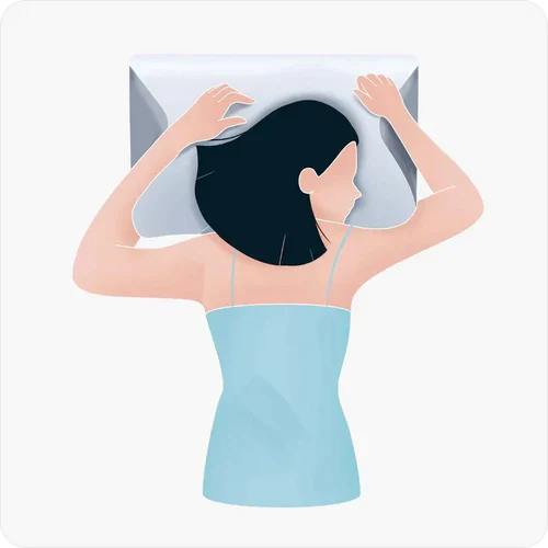 NEMURIEの枕を使ったうつ伏せ寝のイラスト