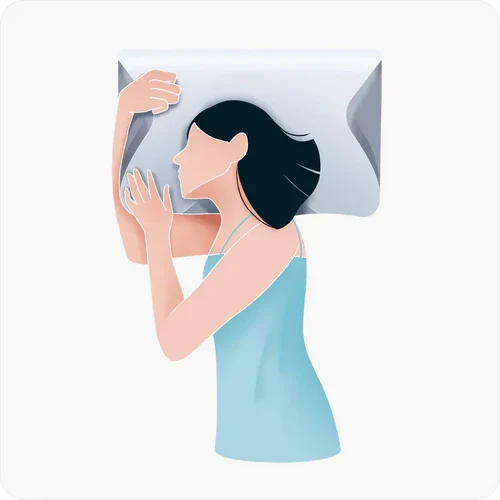 NEMURIEの枕を使った横向き寝のイラスト