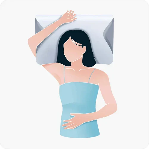 NEMURIEの枕を使った仰向け寝のイラスト